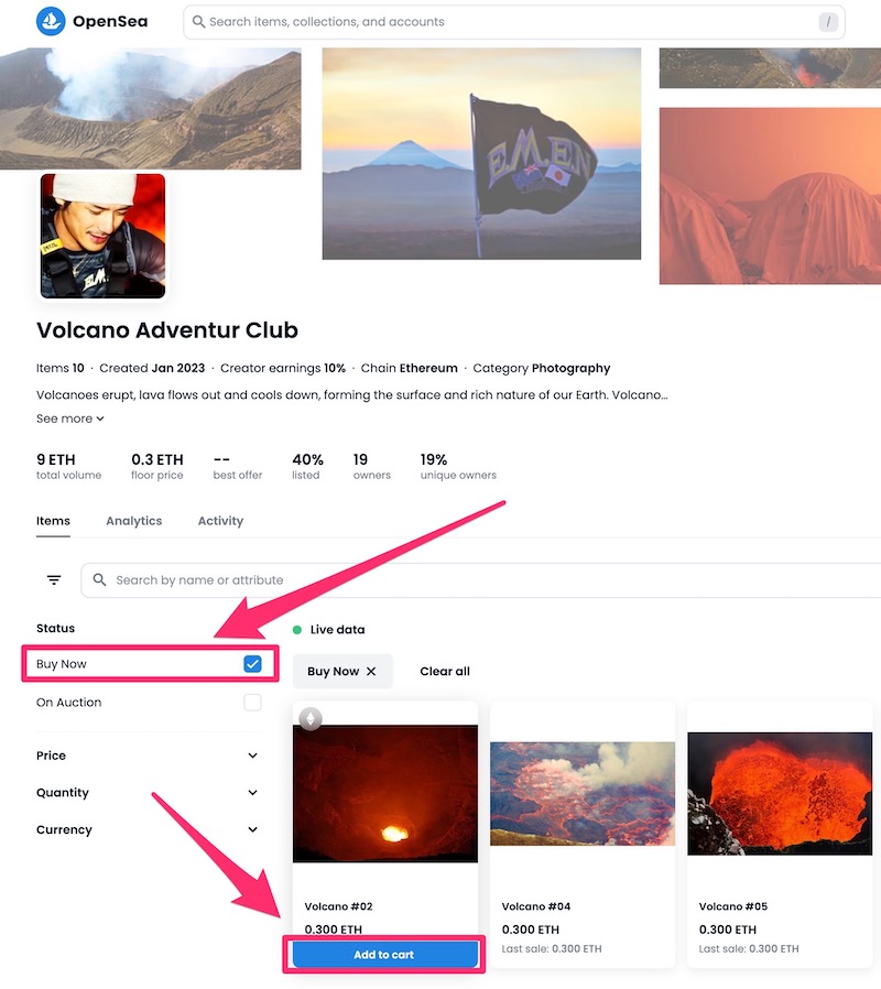 【タッキーNFT】Volcano Adventur Clubを購入する